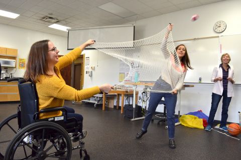 Students demonstrate recreational activities to help clients move and improve their health