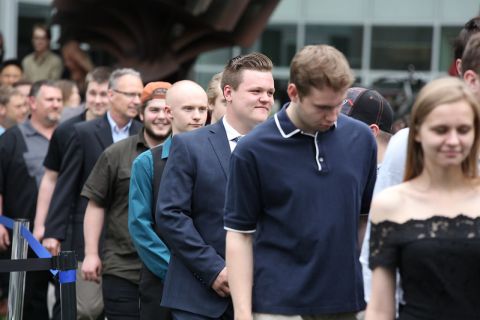 trades students lined up for graduation
